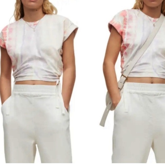 Allsaints Mira Marea Heavyweight Cotton Tie-Dye Cropped T-shirt size Medium - Picture 9 of 10
